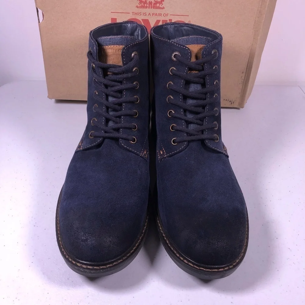 LEVI’S Sheffield Suede Navy Leather Work Boots - Picture 5 of 10